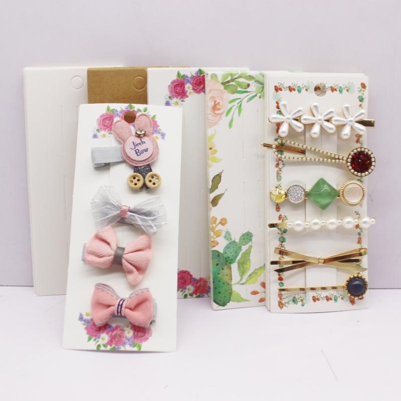 50pcs 15.5x6.5cm White/black/kraft Paper Color Multi Style Hair Clip Display Cards