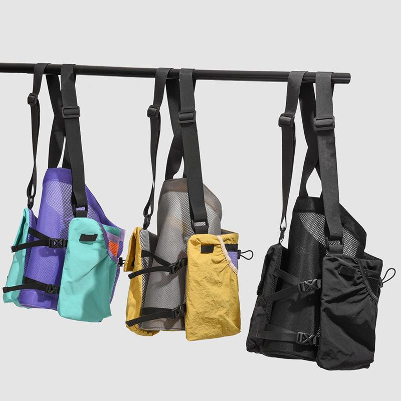 Minimalist Tactical Color-blocked Vest for Summer Outdoor Hiking and Rock Climbing, Breathable Mesh Multi-functional Vest for Men and Women