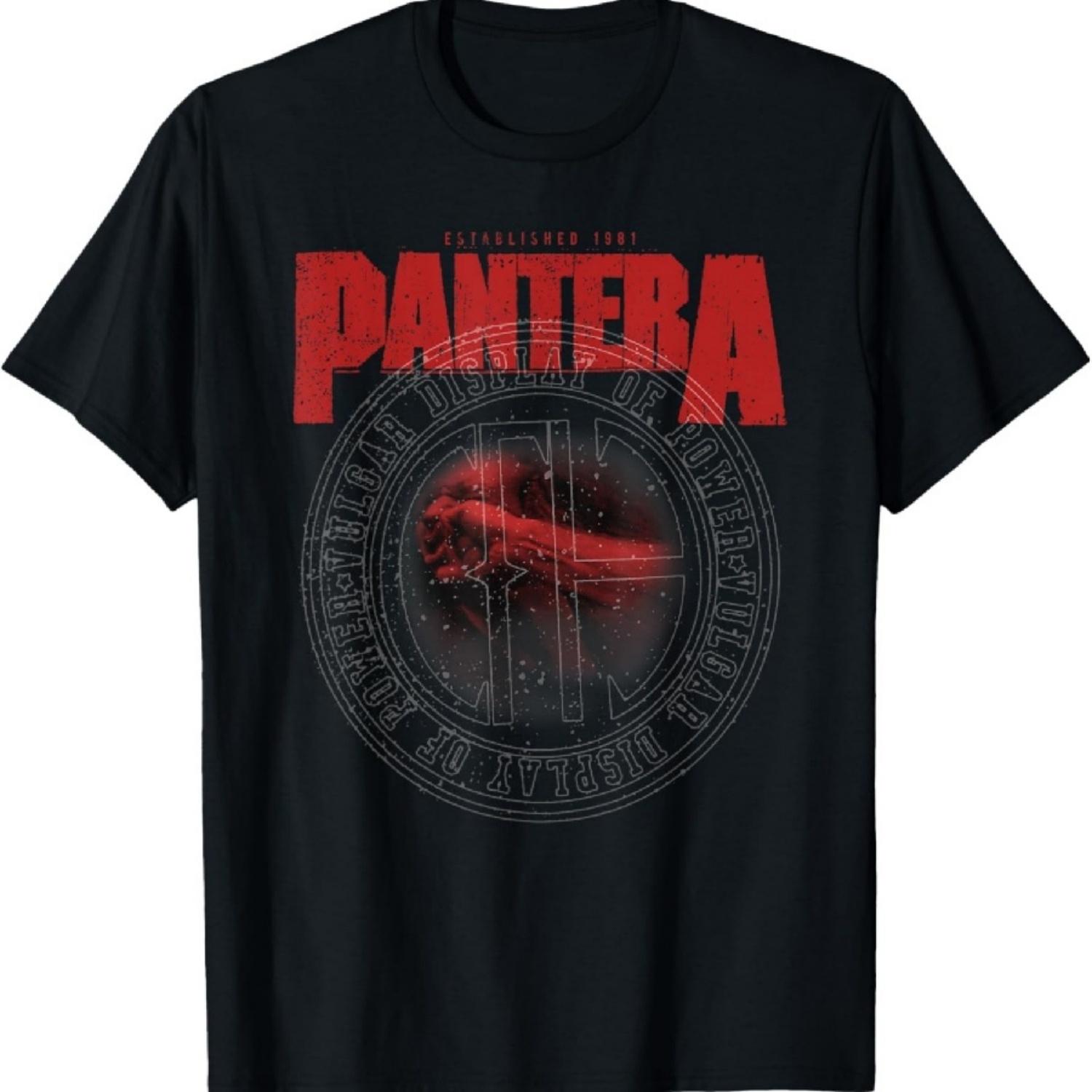 

Pantera Официальная Круглая Черная Унисекс-Взрослые Классический Крой Круглый Вырез Короткий Рукав Футболка Vulgar Display of Power S чёрный
