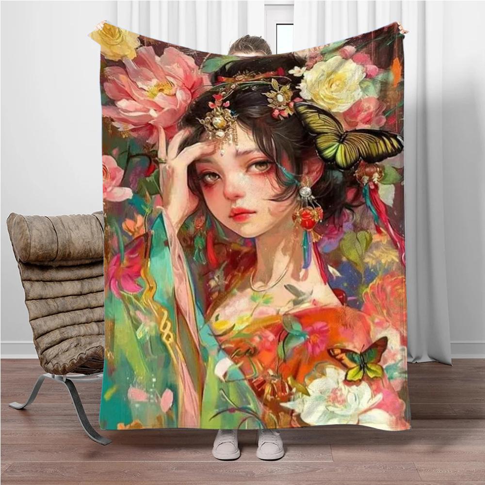 

Art Cartoon Girl Blanket Children Warm Soft Blanket for Sofa Office Picnic Bed Cover Blanket Suitable for Birthday Souvenir Gift 100x150cm(39x59in)