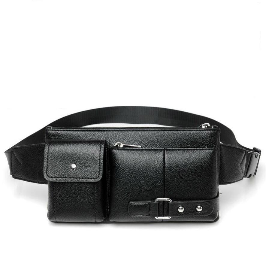 Men's Casual Waist Bag Leather Multifunction Chest Bag CLE