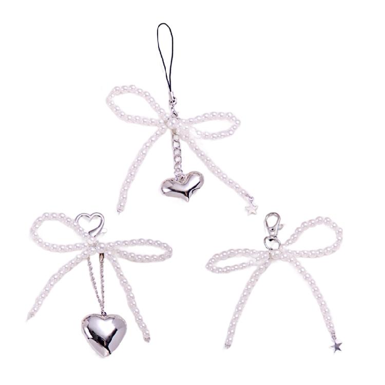 Eye Catching Bowknot Mobile Phone Lanyard Flower Embellishment Keychain Keyring