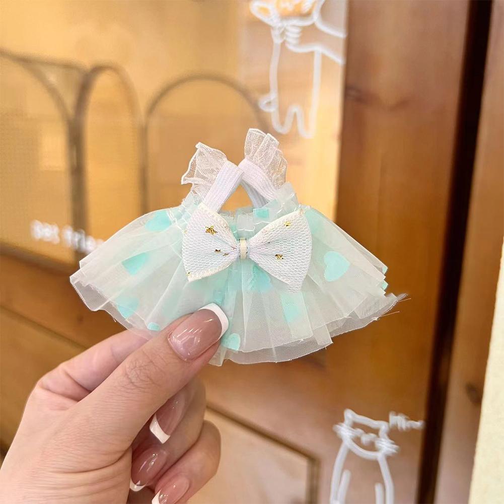 Headmaster Dog Love Transparent Yarn Bow Dress Mini Cute Doll Clothing Plush Toys Accessories Dressing Up Clothes for 13-15cm Doll