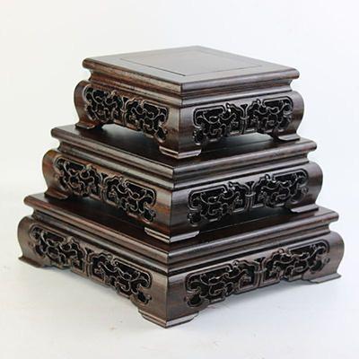 Wood Carved Bonsai Display Pedestal Vase, Artical Statue, Luxury Collection Base, Classical Design