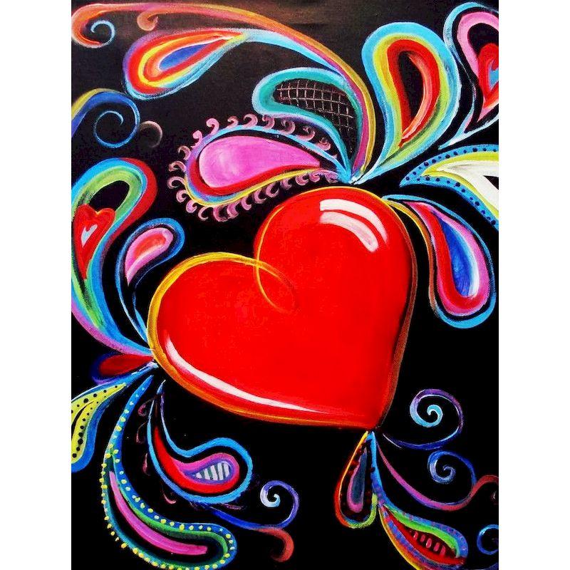 

GATYZTORY Painting By Numbers Frame Abstract Love Hearts Coloring On Numbers For Adults On Canvas Diy Crafts Wall Decors Gift 30x20cm no frame шоколадний