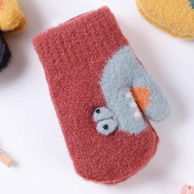 Xuehuaxiu Kinder-Thermohandschuhe, niedliche Cartoon-Strickhandschuhe zum Umhängen, doppellagige, verdickte Samthandschuhe im Großhandel