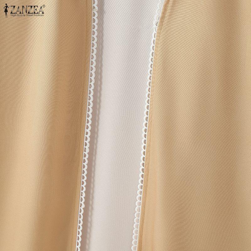 ZANZEA Damen Blumenmuster Locker Lässig Langarm Langer Cardigan Bluse