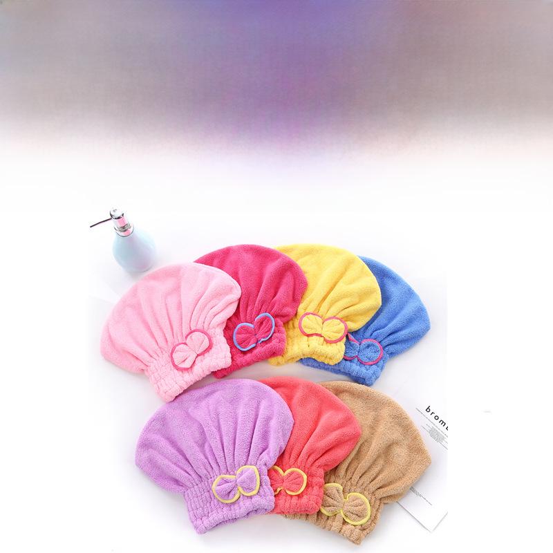 Korean Coral Velvet Plush Absorbent Hair Cap with Thick Bow