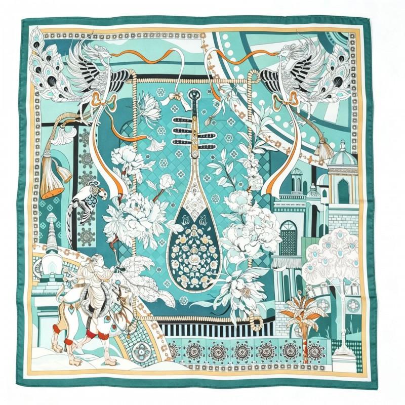 70x70cm Nylon Square Scarf Women Vintage Print Lightweight Accessory Office Casual Hair Styling