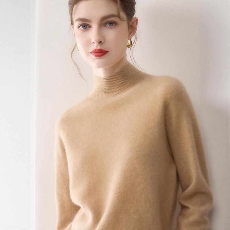 Women's 100% Pure Cashmere Sweater - Solid Color, Versatile & Warm Knit Base Layer.