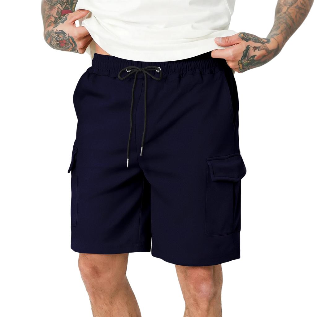 Men's Multi-pocket Cargo Shorts, Loose-fitting Casual Athletic Pants, Straight Leg, Five-point Pants
