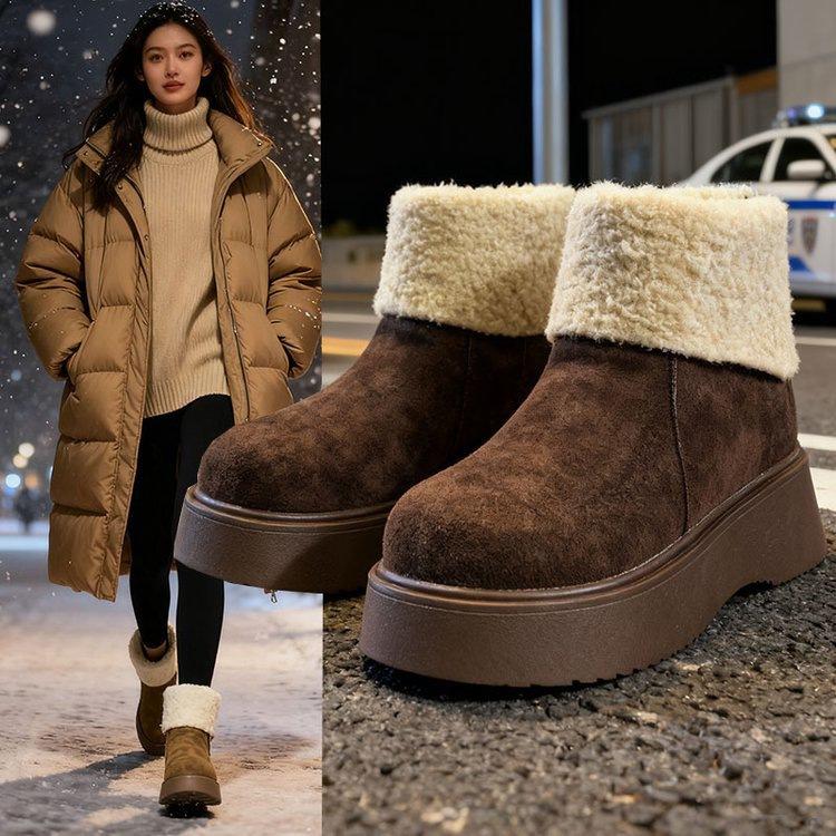 

Winter retro casual snow boots New year s new small man heightened thick-soled big head Mao Mao cotton shoes 35