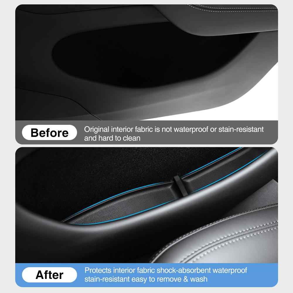 Heenvn 5PCS TPE Car Door Storage Box Center Console Water Cup Pad Mat For Tesla Model Y Juniper Model YL 2025 2026 Accessories