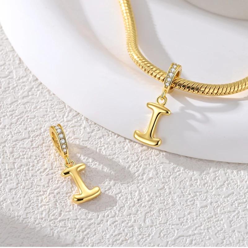 Fit Original Bangle Bracelet Diy A-Z Alphabet Charms Bead Copper Zircon Love Letter Dangle Pendant Jewelry Gift