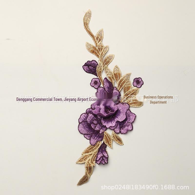 

Yixia этнический стиль многоцветный 3D пион вышивка аппликация украшение Ruyi flower фиолетовый