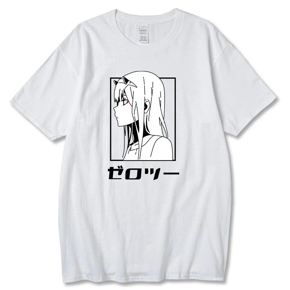 Tricou cu anime japonez Darling In The Franxx unisex Kawaii Cartoon Zero Two Tricou Harajuku Unisex Topuri Unisexga Tricou grafic Bărbați Unisex