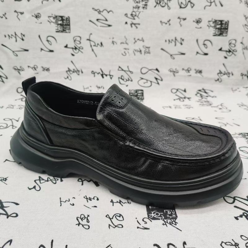 High-end autumn light-soled business leather shoes men's cowhide round head trend fashion casual men's leather shoes