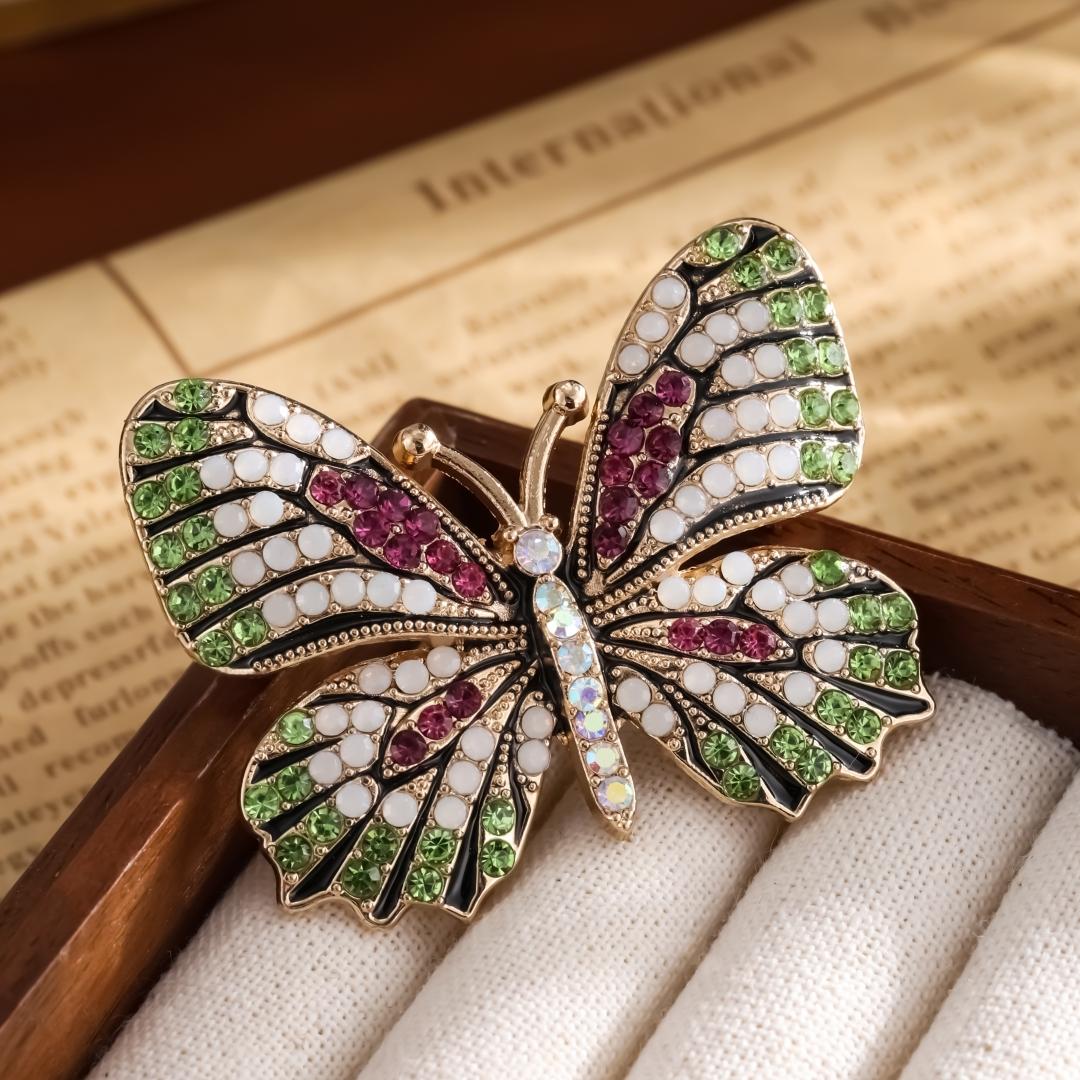 

UILZ Красочная брошь-бабочка с дизайнерским цирконом для женщин, блестящая хрустальная булавка на лацкан, роскошные аксессуары для одежды и ювелирные изделия