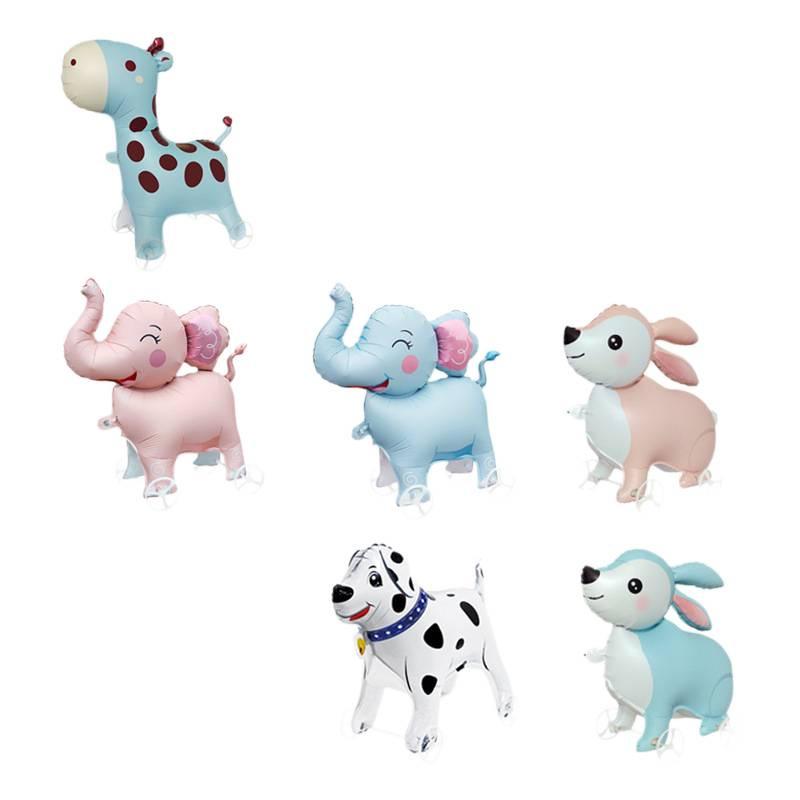 4D Dinosaur Dog Cat Standing Foil Balloons Animals Walking Balloon with Wheel for Kids Birthday Party Decoration Baby Shower