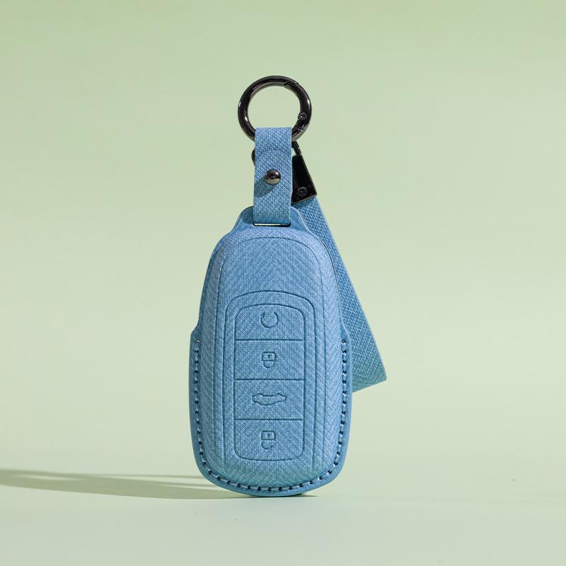 

Leather Car Key Case For JAECOO J7 J8 Chery Car Key Cover Ai Ruizhe TIGGo 8PRO OMODA 5 Full Cover Protection Shell Holder синій