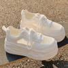 Women Height Increasing Thick Sole Breathable Mesh Casual White Sports Sneakers