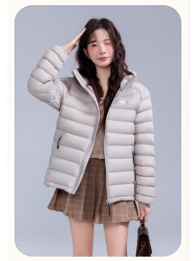 2025 Women's Lightweight Ribbed Down Jacket - Three-Proof, 90% White Duck Down, Winter Outerwear