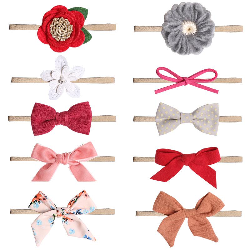 

80916 Милая детская фото повязка на голову с бантом Dark Pink Small Bow