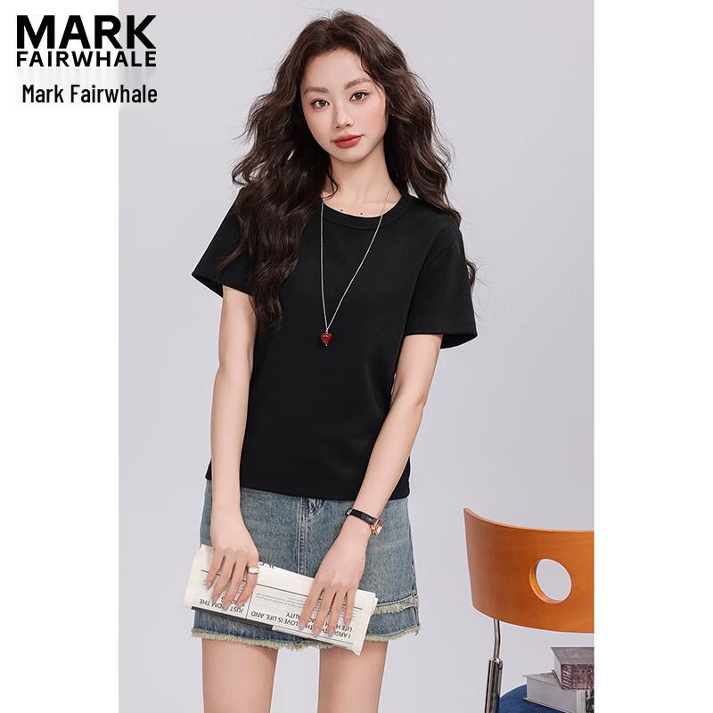 MARK FAIRWHALE Women s Basic Solid Round Neck Short Sleeve T-Shirt S