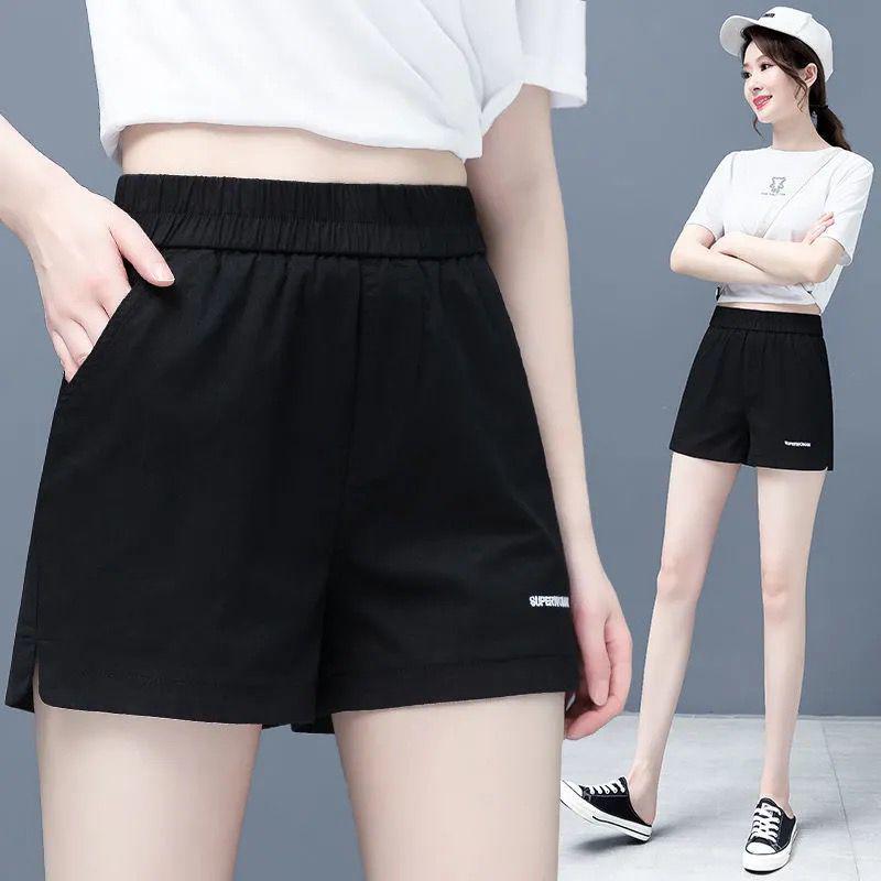 

Women s High-Waist Embroidered A-line Shorts - Loose, Slimming, Wide-Leg Three-Quarter Summer Pants S for 65-80 kg
