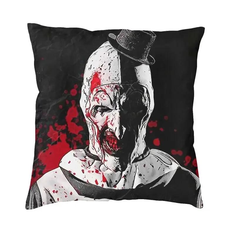 Horror Clown Halloween Movie Terrifier Cushion Cover Velvet Pillow Case Sofa Chair Square Pillowcase Living Room Decoration