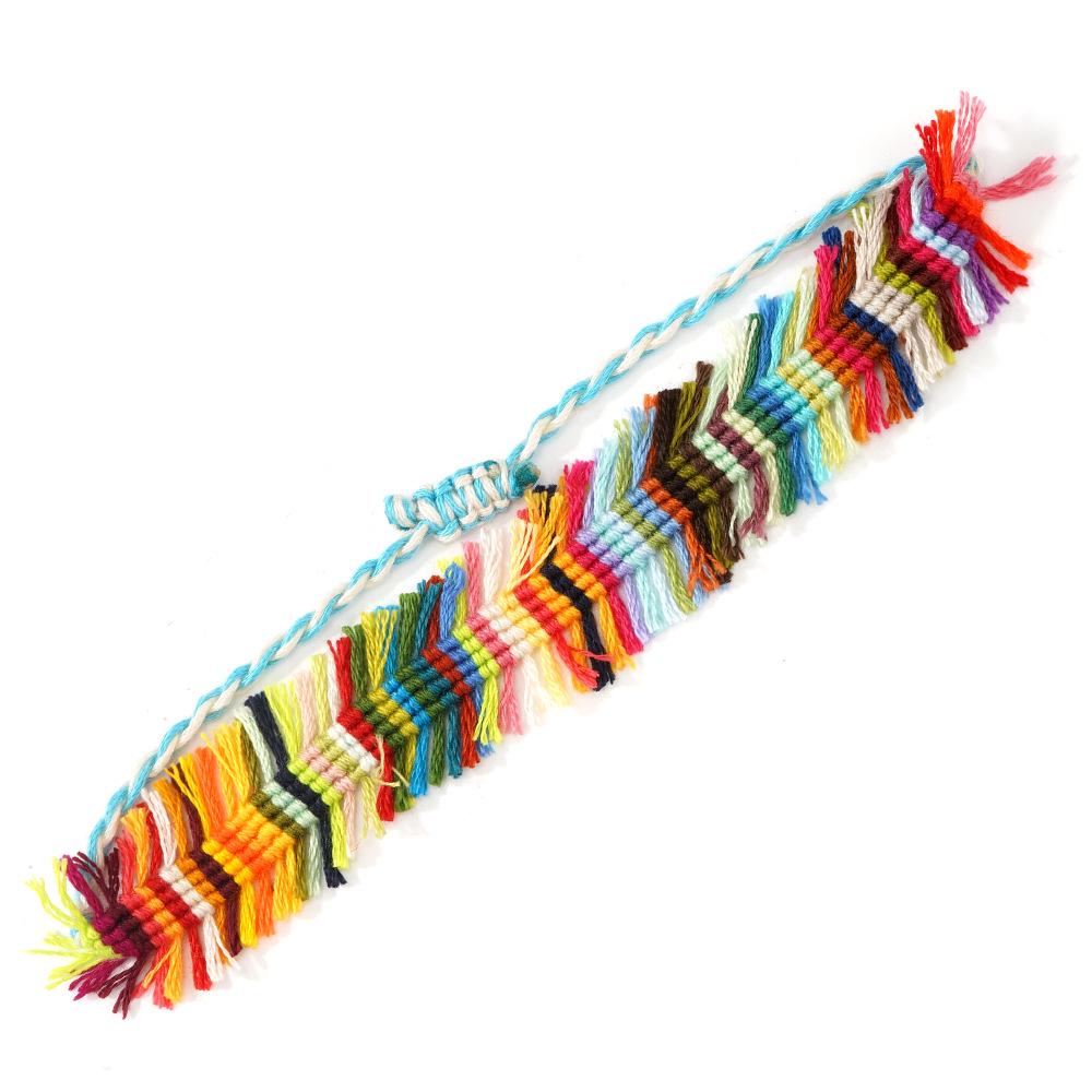 Multicolor Tassel Woven Bracelet: Handmade Braided Rope with Adjustable Knot for Couples