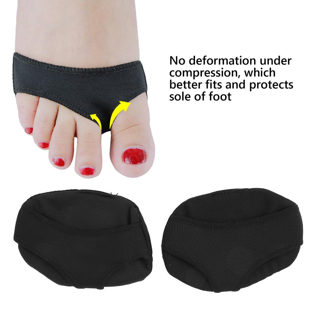 Forefoot Shoe Inserts Fabric Foot Metatarsal Pads Massage Cushion for Foot Black