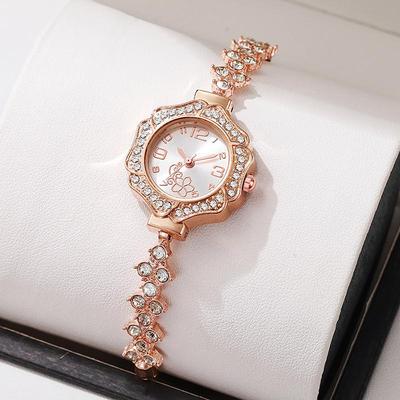 Women's Rhinestone Slim Bracelet Quartz Watch with Adjustable Jewelry Design