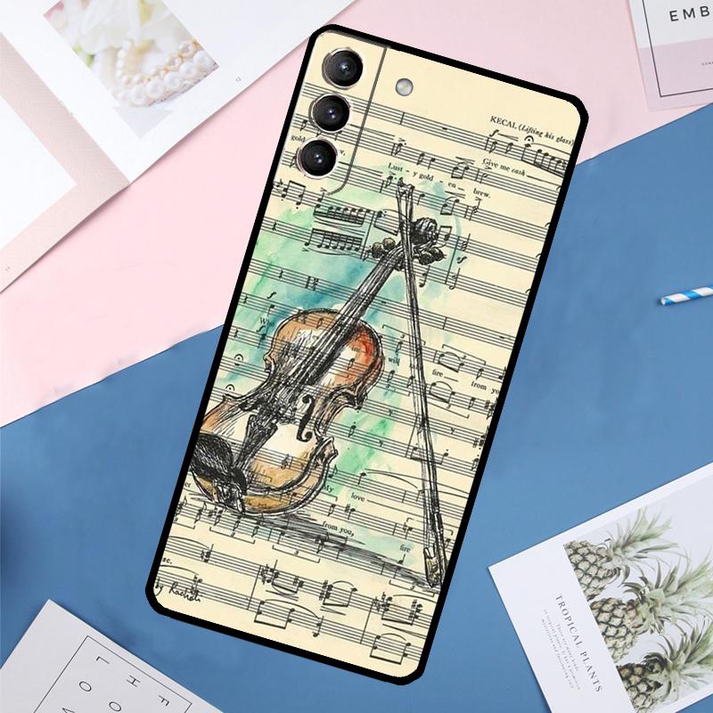 Violin Piano Case For Samsung Galaxy S25 Ultra S24 S23 S22 S21 Ultra S9 S10 Plus S23 FE S25 FE Back Cover