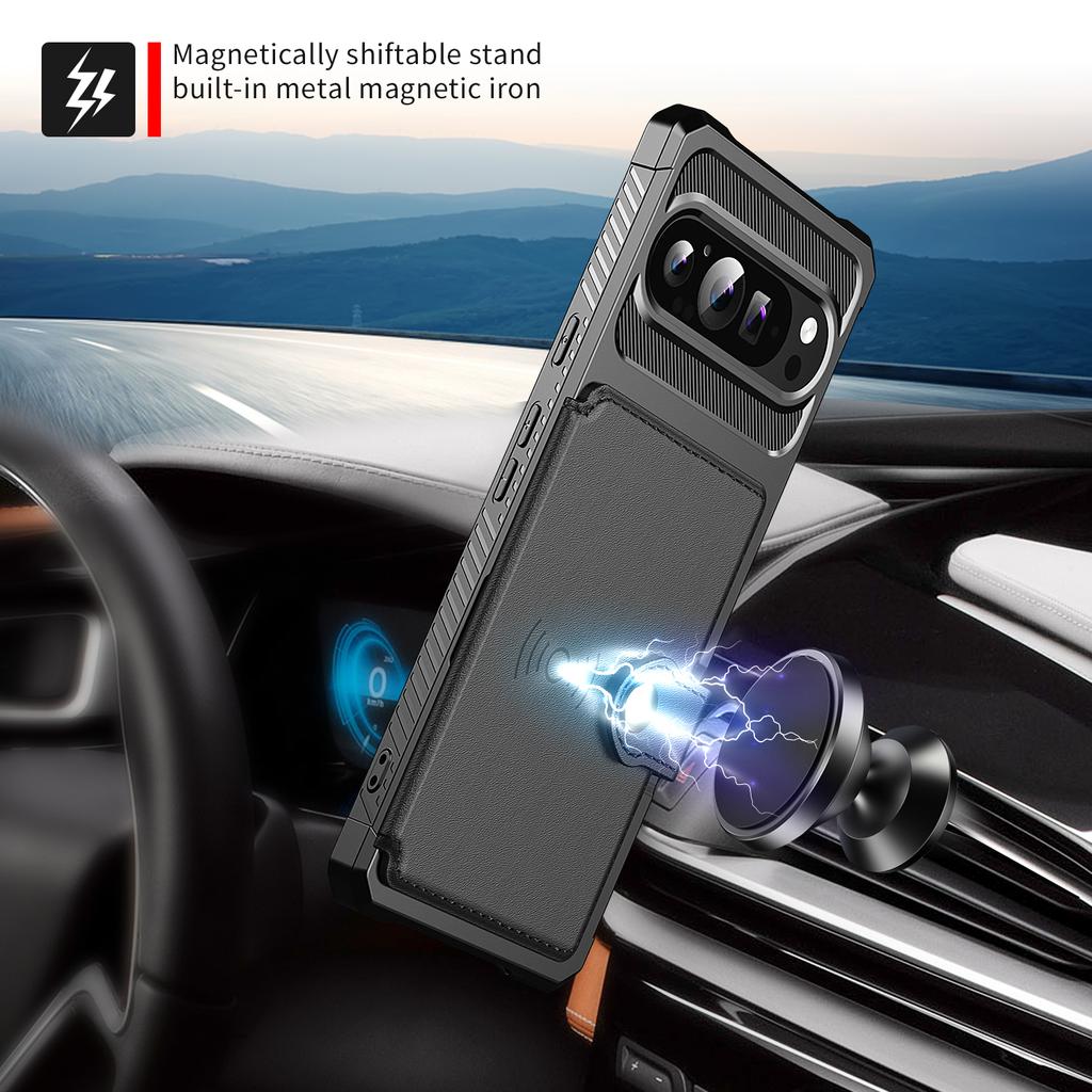 For Google Pixel 10 Pro XL Case with Card Holder PU Leather + TPU Phone Back Cover