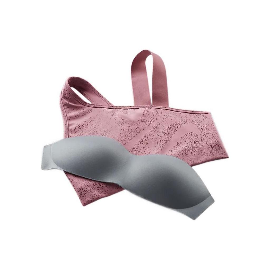 Nike Logo Print Medium Support Padded Asymmetric Sports Bra Women Underwear Pink DQ5243-667
