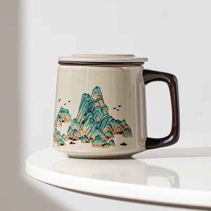 WA Thousand Mile Rivers & Mountains Ceramic Tea Cup Thousand Mile Rivers & Mountains - Baichuan Cup