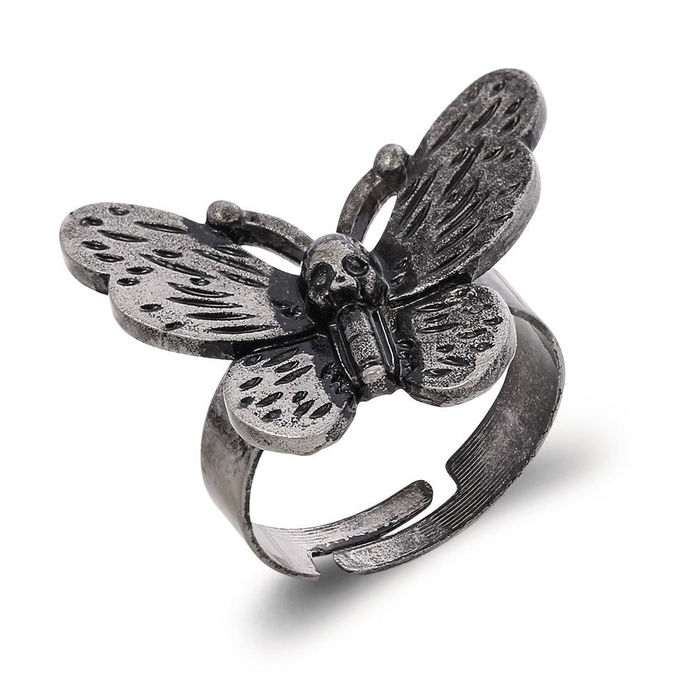 Moth Butterfly Open Ring Adjustable Size Finger Ring Jewelry