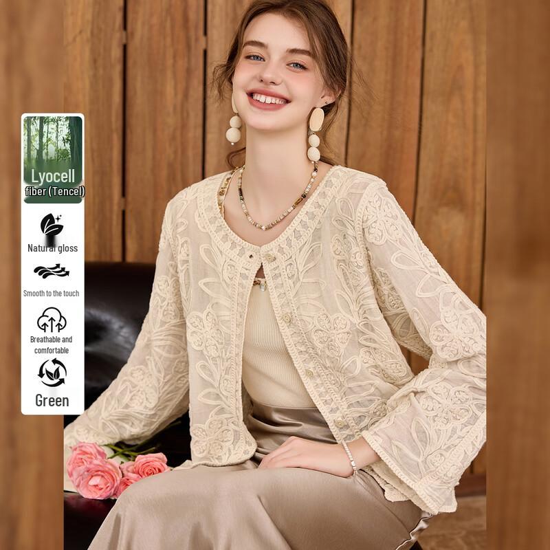 

Bailuyu 3D Floral Embellished Thin Cardigan M