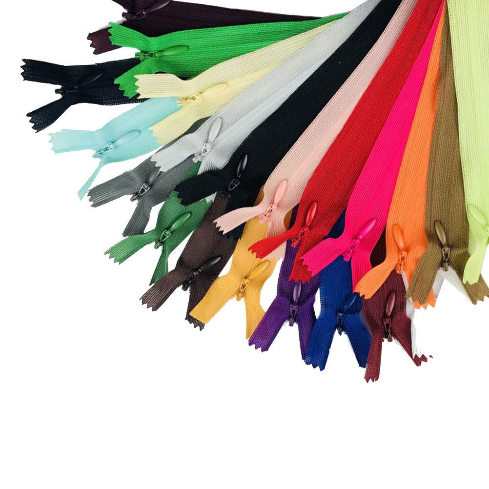 23Pcs 25Cm Conceal Zippers Nylon Closed Zipper Set Mixed Colors Heavy Duty Zinc Alloy Pulls DIY Sewing Costume Decorating Kids