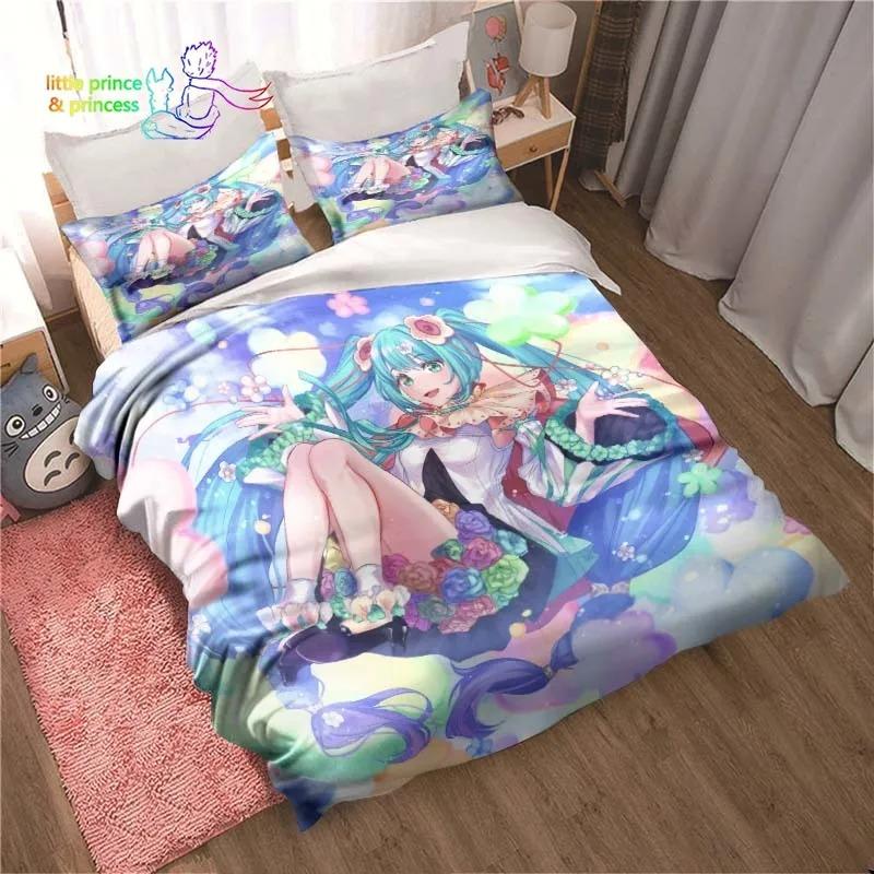 Set de lenjerie de pat Anime Kawaii Japonez Miku Single Twin Full Queen King Size Set de pat Aldult Copil Dormitor Imprimeu 3D