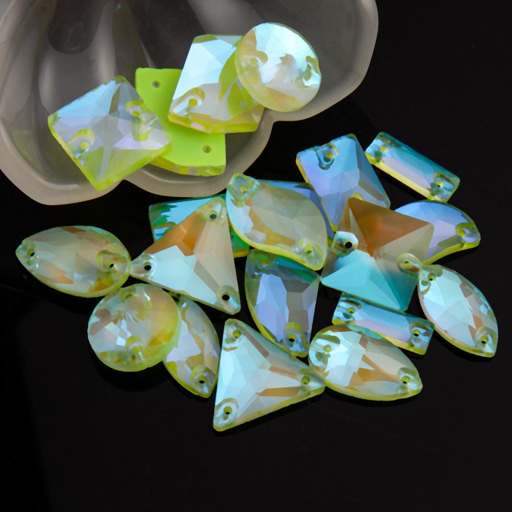 Weichen 20/50/100 Fluorescent Ab Glass Flat Buckle Hand Seam Drill Mixed Size Flat Bottom Glass Sewing Accessories