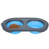 Pet Folding Bowl Portable Water and Food Feeding Dog Bowl Cat Folding Double BowlBlue