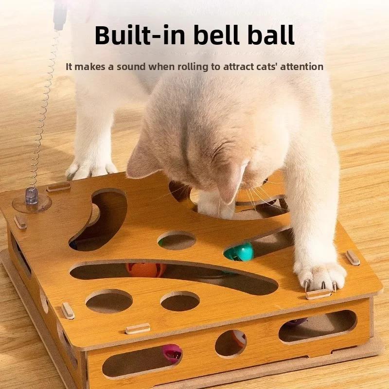 Interactive Cat Toy Puzzle Box Wooden Treat Maze Play For Toy Box Fun Interactive Cat Toy Hide and Seek Cat Agility Toys