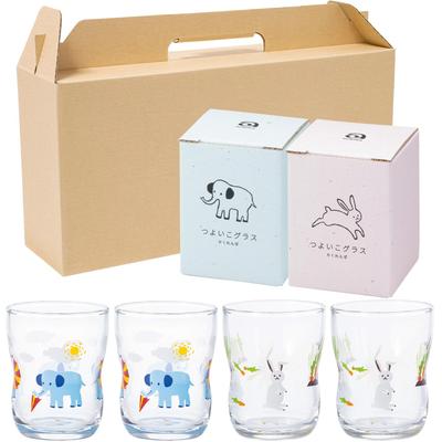 Óculos Fortes para Crianças S Elefante Esconde-Esconde x2 & Coelho x2 Conjunto em Caixa de Artesanato Feito no Japão Louça Infantil Durável Vidro Reforçado Resistente a Quebras