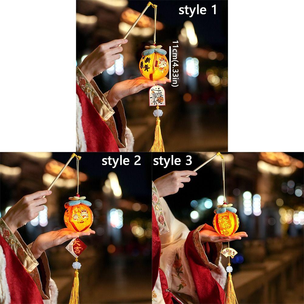 Cartoon Lucky Persimmon Lantern with Tassel Spring Festival Lantern  Living Room Decor