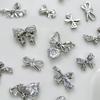 Ribbon Bowknot Nail Art Charms 3D Bow Nail Rhinestones Charm Silver Bowknot Nail Charms Nail Art Decor for Acrylic Nails