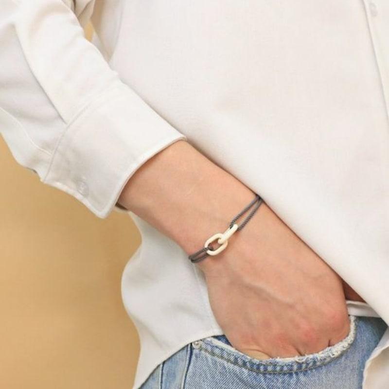 Gaman IVORY ENAMEL GREY CORD BRACELET