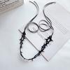Dark tie Goth style personality fashion suede black thorn roleplay witch masquerade ball Strap choker Choker collar necklace gir