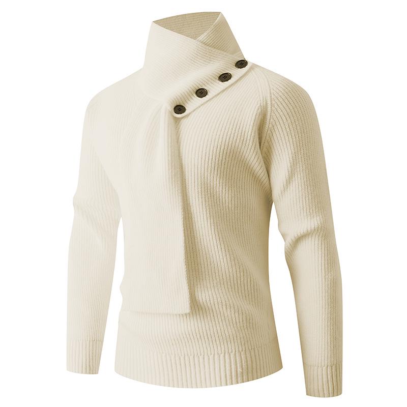 Men's Knit Sweater Neck Gaiter with Buttons, Loose Style for Autumn/Winter